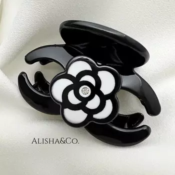 ALISHA&CO. Крабик для волос Коко Черно-белый цветок