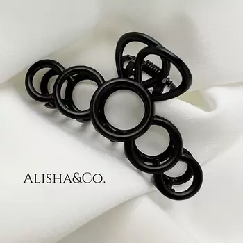 ALISHA&CO. Заколка для волос Крабик черный металл Black Rings