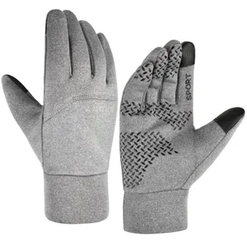Autumn and Winter Outdoor Velvet Sports Cycling Half Finger Touch Screen Gloves Non Slip Waterproof Dew Two Finger Mountaineering Gloves Male M