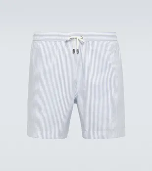Полосатые плавки Sunspel, White Cool Blue Swim Stripe