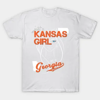 T Shirt Women Kansas Georgia Harajuku Print Kawaii Tshirt Summer Short Sleeve Female T-Shirt Top Tee S розовый