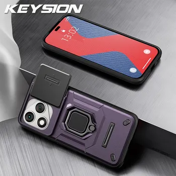KEYSION Противоударный бронированный чехол для HONOR 400 Lite 5G со сдвижной защитой объектива камеры, кольцо для защиты объектива, чехол для телефона для Huawei Honor 400 Lite 5G for Honor 400 Lite чёрный