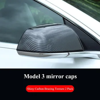 Крышка зеркала заднего вида автомобиля для Tesla Model 3 Model Y, внешняя модификация автомобиля, крышка зеркала заднего вида из АБС-пластика из углеродного волокна model 3 black