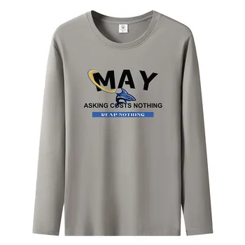 Мужская футболка с длинным рукавом и узором May Pattern из чистого хлопка, повседневные мужские свитера больших размеров S