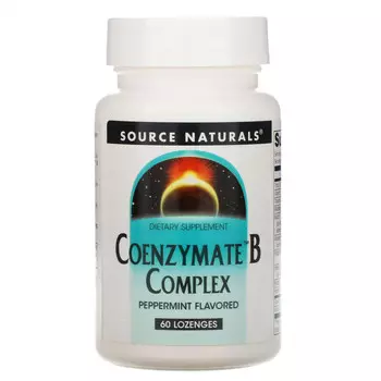 Source Naturals, комплекс ферментированных витаминов группы B, со вкусом перечной мяты, 60 таблеток для рассасывания