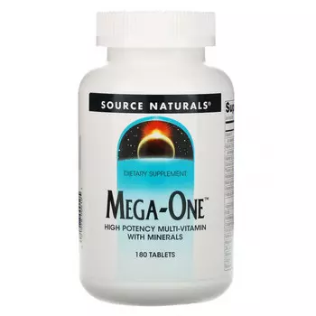 Source Naturals, Mega-One, высокоэффективный мультивитамин с минералами, 180 таблеток