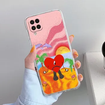 Прозрачный чехол для Samsung Galaxy A52 A12 A51 A32 A21s A71 A32 A22 50 A70 A31 A72 5G, чехол для телефона Bad Bunny Heart Coque Capa Samsung A71 5G