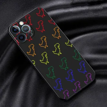 Чехол для Apple iPhone 14 13 11 12 Pro 7 XR X XS Max 8 Plus 6 6S SE 2022 13Pro, черный мягкий телефон, милый маленький динозаврик iPhone 14 Pro Max