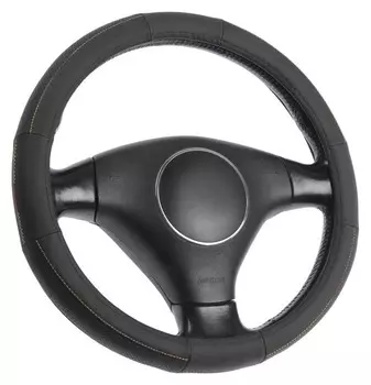 Оплётка Cartage, натуральная кожа, перфорация, размер 38 см, цветная строчка, черный