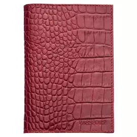 Обложка для паспорта Fabula Croco Nile натуральная кожа красная