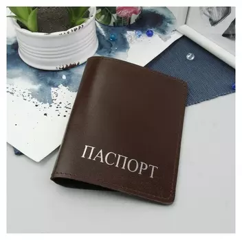 Обложка для паспорта, Натуральная кожа, цвет коричневый гладкий