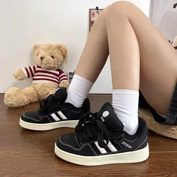 Spring new leather board shoes casual versatile lace-up round shoes women 35 бордовый