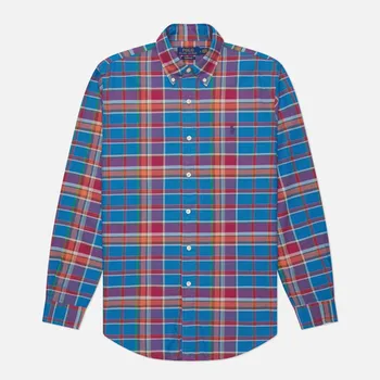 Мужская рубашка Polo Ralph Lauren Plaid Poplin Custom Fit, цвет синий, размер L