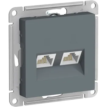 Розетка двойная Ethernet RJ-45 (грифель) Systeme Electric AtlasDesign ATN000785