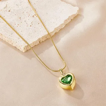 Ожерелье Love Zircon для женщин из нержавеющей стали, цепочка для ключей, кулон в форме сердца, ювелирные аксессуары белый