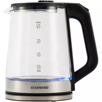 Чайник электрический Starwind SKG5778 2л. 2000Вт черный/прозрачный корпус: стекло