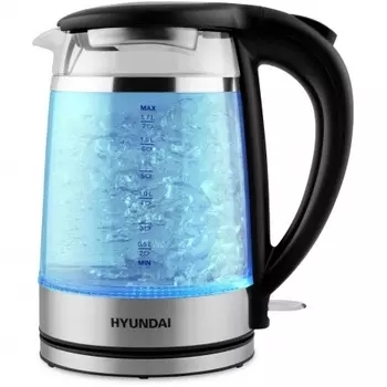 Чайник электрический Hyundai HYK-G3036 1.7л. 2200Вт черный/прозрачный (стекло/пластик)