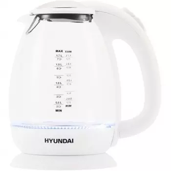 Чайник электрический Hyundai HYK-G3805 1.7л. 2200Вт белый/прозрачный (стекло)