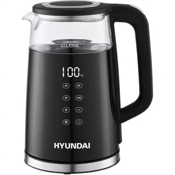 Чайник Hyundai HYK-G6404 1.7л. 2200Вт черный/серебристый (стекло/пластик)