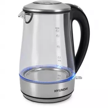 Чайник электрический Hyundai HYK-G8406 1.7л. 2200Вт прозрачный/черный (металл)