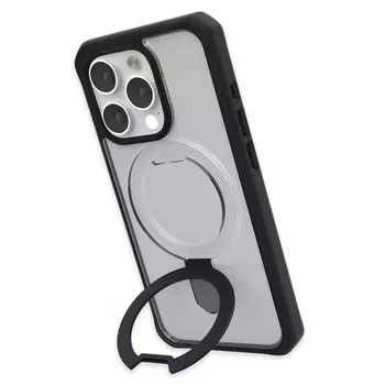Чехол-накладка ITSKINS HYBRID R STAND для iPhone 15 Pro (6.1"), черный/прозрачный