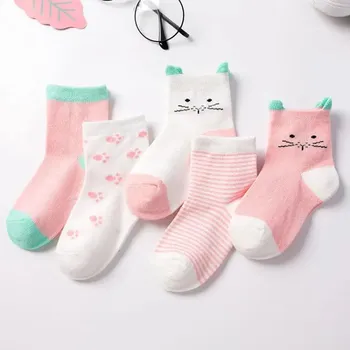 5 Pairs/lot Base Design Solid Color Soft Mesh Summer Mood Cotton Knit Cute Girl Baby Socks Kids Boy Newborn Toddler Socks 12-24M