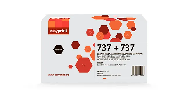 Картридж лазерный EasyPrint LC-737D U (CF283X/737), черный, 2400 страниц, 2 шт., совместимый для i-SENSYS MF211/212/226/229/ Pro M201/M225