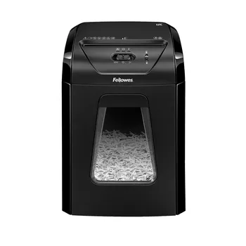 Шредер FELLOWES PowerShred 12C, секретность P-4, фрагменты, объем 18 л, кол-во листов до 12 шт., скобы, карты (FS-71201)