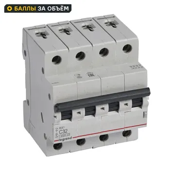 Автоматический выключатель Legrand RX3 4P C32 А 4.5 кА