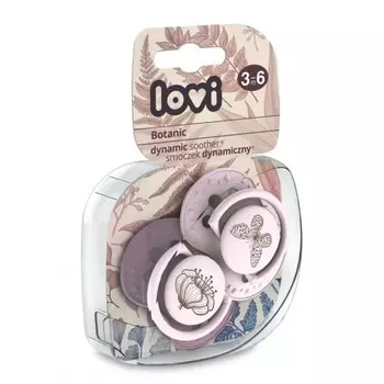Lovi Пустышка динамическая силиконовая "Botanic", для девочки 0-3 мес, 2 шт. (Lovi, Пустышки)