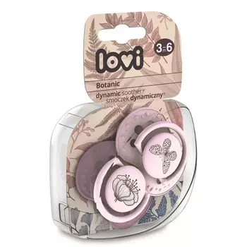 Lovi Пустышка динамическая силиконовая "Botanic", для девочки 3-6 мес, 2 шт. (Lovi, Пустышки)