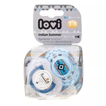Lovi Пустышка динамическая силиконовая "Indian Summer", для мальчика 3-6 мес, 2 шт. (Lovi, Пустышки)