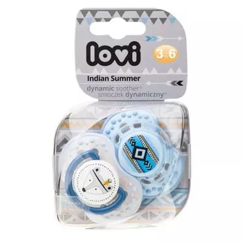 Lovi Пустышка динамическая силиконовая "Indian Summer", для мальчика 6-18 мес, 2 шт. (Lovi, Пустышки)