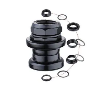 Рулевая колонка MIXIEER, 1-1/8", резьбовая, EC 34/28.6-26T EC 34/30, подшипники 5/32"x20- 2шт, черная, QLP-6F(BK)