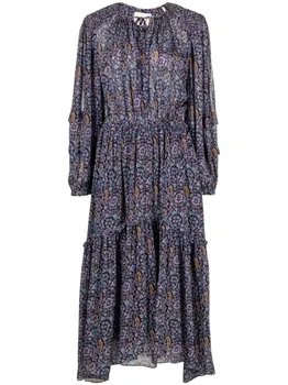 Marant toile креповое платье миди с цветочным принтом, синий