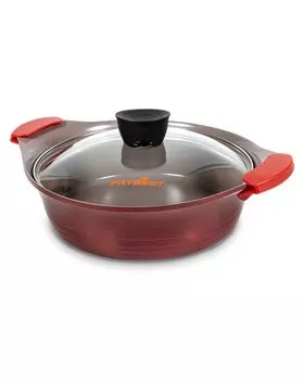 Жаровня литая, 2,4 л + 2 прихватки Frybest Burgundy