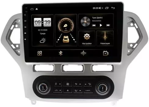 Штатная магнитола Ford Mondeo IV 2007-2010 (серебро) LeTrun 3799-1016 для авто с Blaupunkt на Android 10 (4/64, DSP, QLed) (+ Камера заднего вида в подарок!)