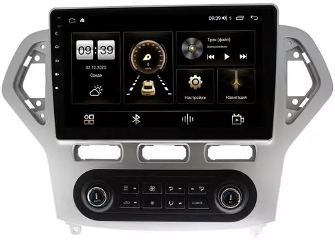 Штатная магнитола Ford Mondeo IV 2007-2010 (серебро) LeTrun 4195-1016 для авто с Blaupunkt на Android 10 (6/128, DSP, QLed) С оптическим выходом (+ Камера заднего вида в подарок!)