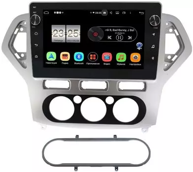 Штатная магнитола Ford Mondeo IV 2007-2010 (серебро) LeTrun BPX410-1017 на Android 10 (4/32, DSP, IPS, с голосовым ассистентом, с крутилками) (+ Камера заднего вида в подарок!)