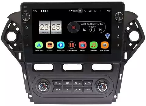 Штатная магнитола Ford Mondeo IV 2007-2015 (черная) LeTrun BPX410-1018 для авто с Blaupunkt на Android 10 (4/32, DSP, IPS, с голосовым ассистентом, с крутилками) (+ Камера заднего вида в подарок!)
