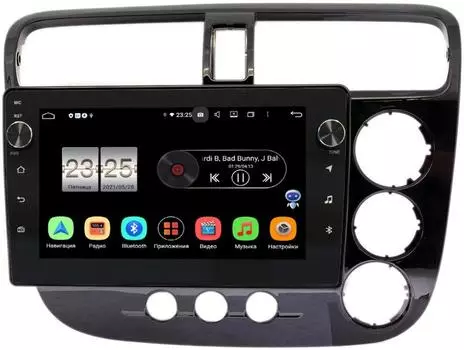 Штатная магнитола Honda Civic 7 (VII) 2000-2005 (с климатом) LeTrun BPX609-9206 на Android 10 (4/64, DSP, IPS, с голосовым ассистентом, с крутилками) (правый руль) (+ Камера заднего вида в подарок!)