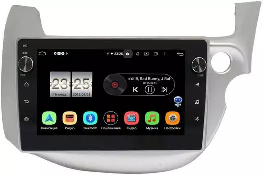 Штатная магнитола Honda Fit II 2008-2014 (светло-серая) LeTrun BPX410-671 на Android 10 (4/32, DSP, IPS, с голосовым ассистентом, с крутилками) (+ Камера заднего вида в подарок!)