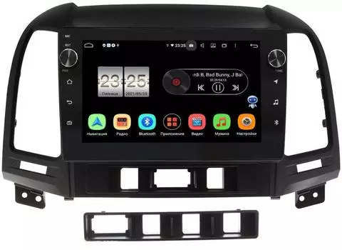Штатная магнитола Hyundai Santa Fe II 2005-2012 LeTrun BPX609-9052 на Android 10 (4/64, DSP, IPS, с голосовым ассистентом, с крутилками) (+ Камера заднего вида в подарок!)