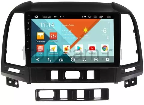 Штатная магнитола Hyundai Santa Fe II Wide Media KS9052QR-3/32 DSP CarPlay 4G-SIM для авто без усилителя на Android 10 (+ Камера заднего вида в подарок!)