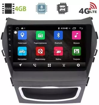 Штатная магнитола Hyundai Santa Fe III 2012-2018 LeTrun 2079-2944 на Android 8.1 (8 ядер, 4G SIM, DSP, 4GB/64GB) 9022 (+ Камера заднего вида в подарок!)