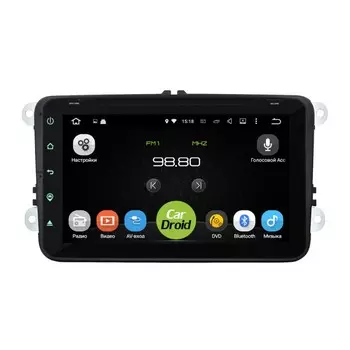 Штатная магнитола CarDroid RD-3711D для Volkswagen/Skoda 8" (Android 9.0) сенсорная DSP (+ Камера заднего вида в подарок!)