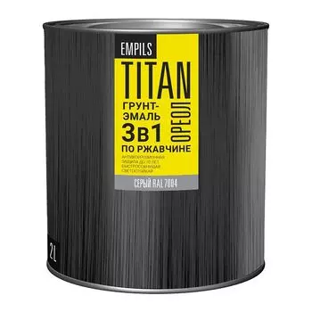грунт-эмаль ОРЕОЛ TITAN по ржавчине серая RAL 7004 2л, арт.87282