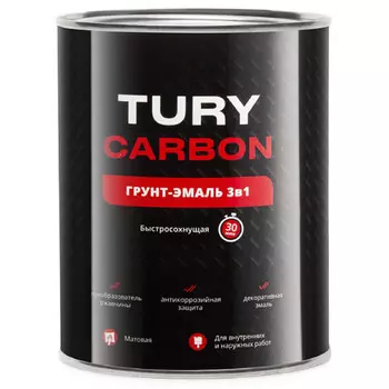 грунт-эмаль по металлу TURY Сarbon 3в1 2,2кг зеленый мох RAL 6005, арт.T1-00014478