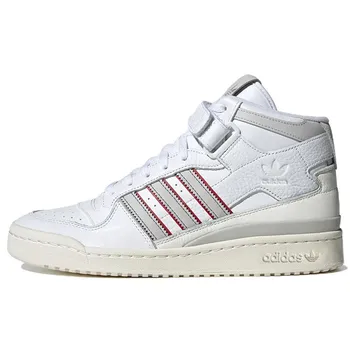 Adidas Forum Mid White Grey Red Мужские кроссовки Cloud-White Grey-One Blue H03434 36