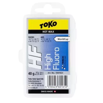 Парафин высокофтористый TOKO 5501023 HF Hot Wax Blue (-10°С -30°С) 40 г
